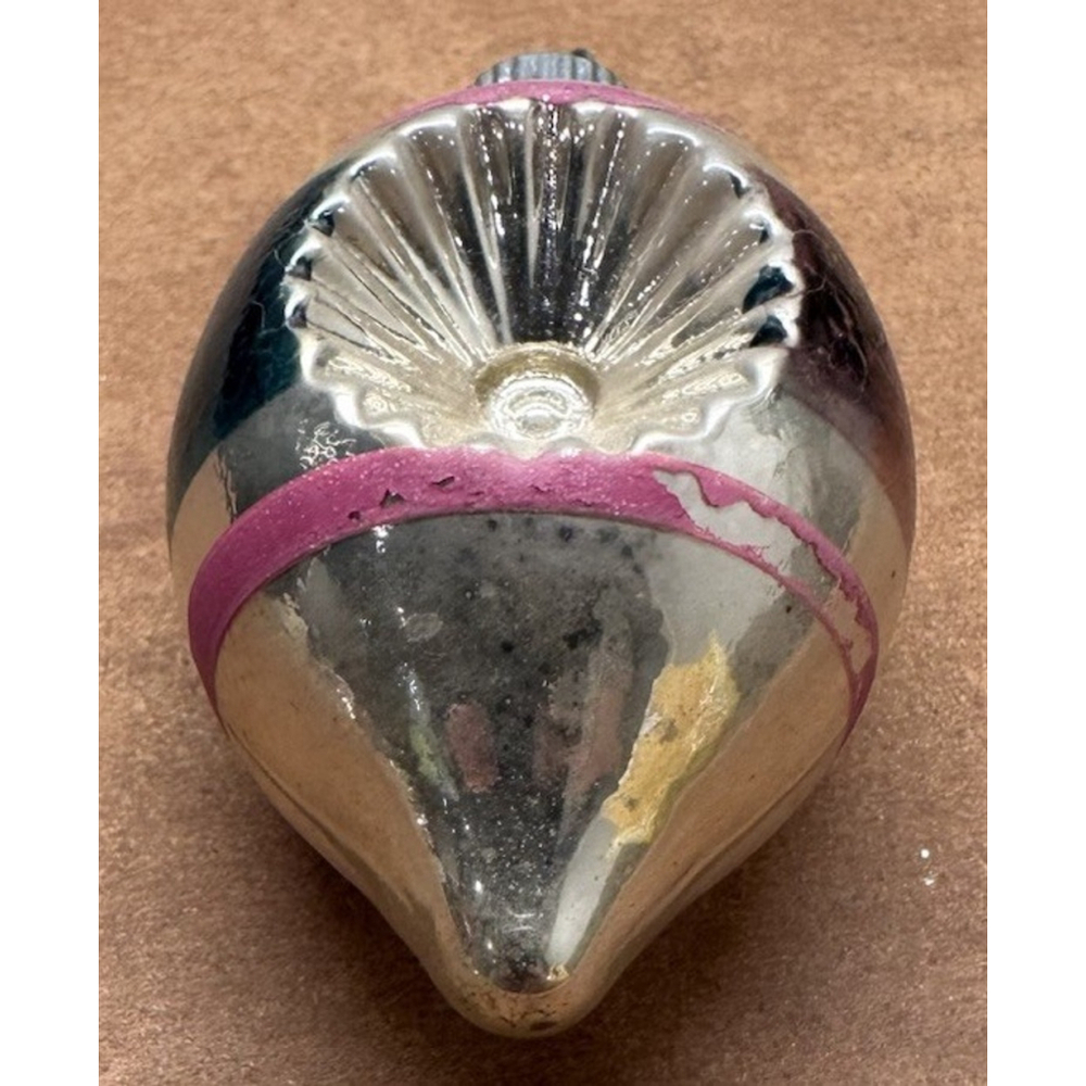 Vntg Shiny Brite Christmas Ornaments Bell Pink Stripe - Picture 3 of 4